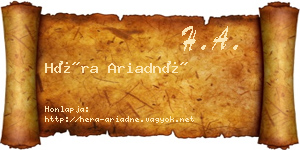 Héra Ariadné névjegykártya